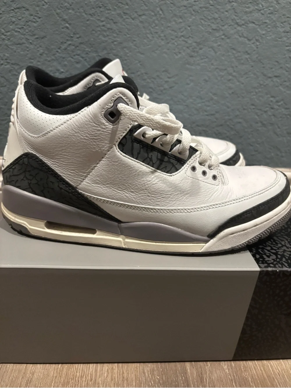 Jordan 3 White Black Sneakers with Red Jumpman